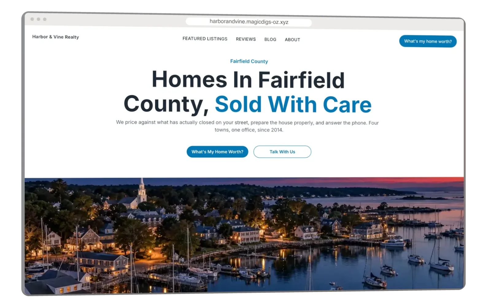 The demo site inside a browser window, before the assistant changes it